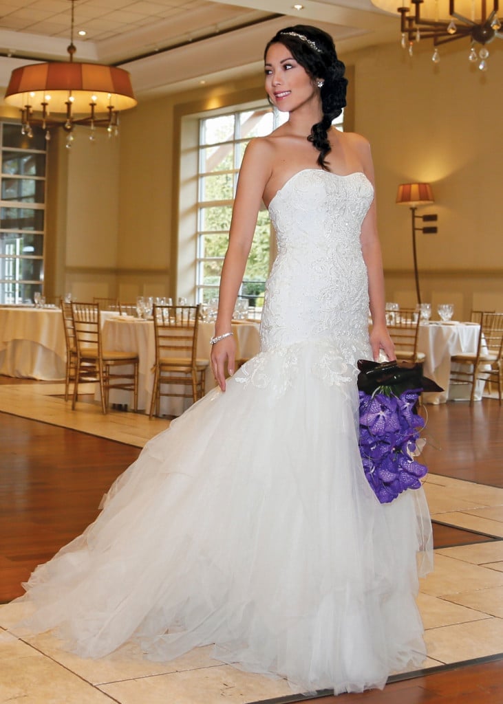 oleg cassini strapless mermaid wedding dress