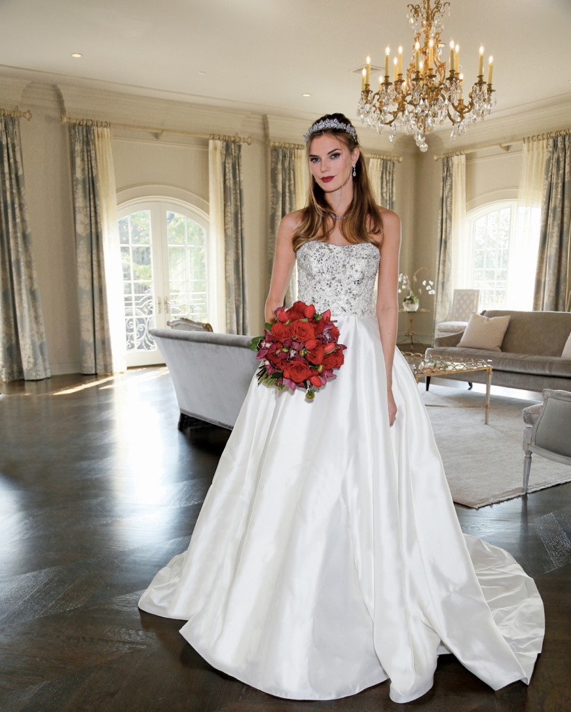 Gown: Oleg Cassini at David's Bridal (CWG 791, $1,158), Ariston Flowers