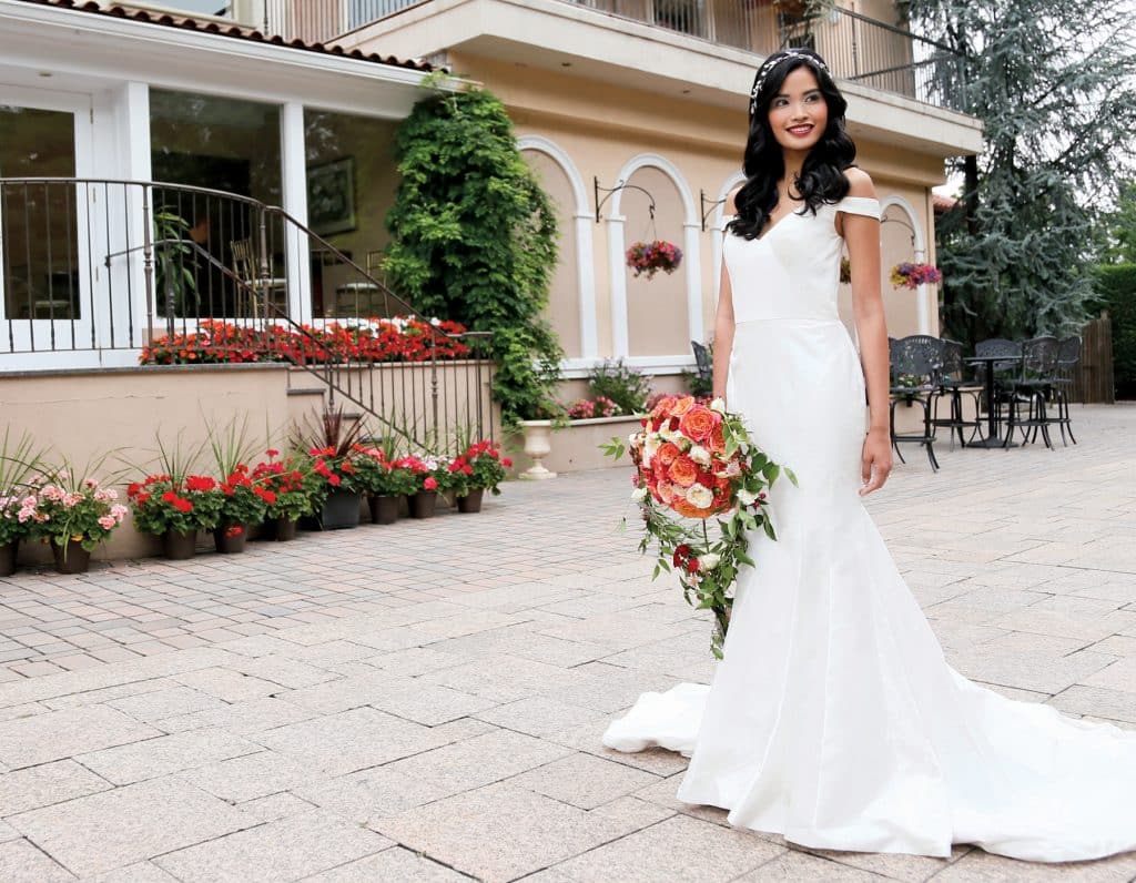 Gown: Antonio Gual at Tulle NY (Tamara, $2,950), Torcianna Florals