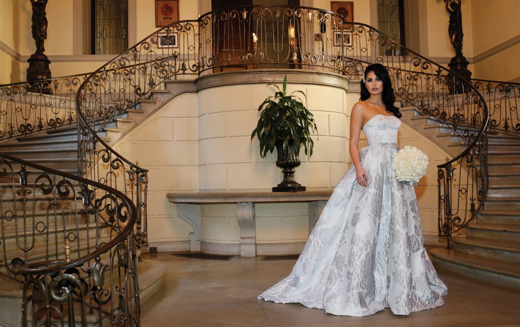 Gown: Oleg Cassini at David's Bridal (CWG789, $1,258), Ariston Flowers, Necklace-KVO Collections, Hairpiece-David's