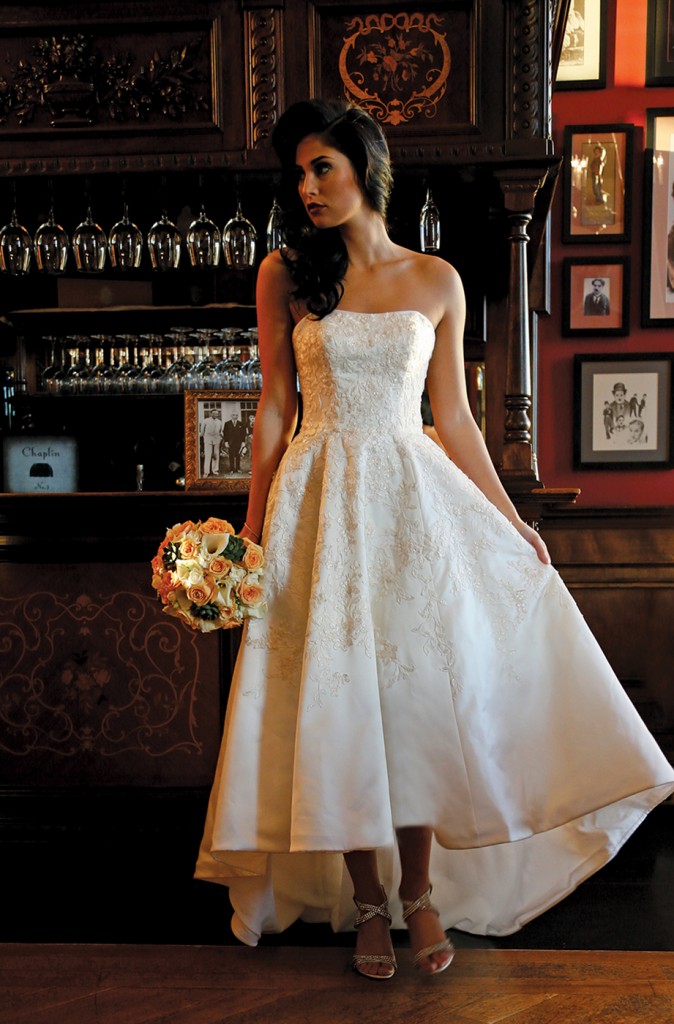 Gown: Oleg Cassini at David's Bridal (CWG794, $758), Ariston Flowers
