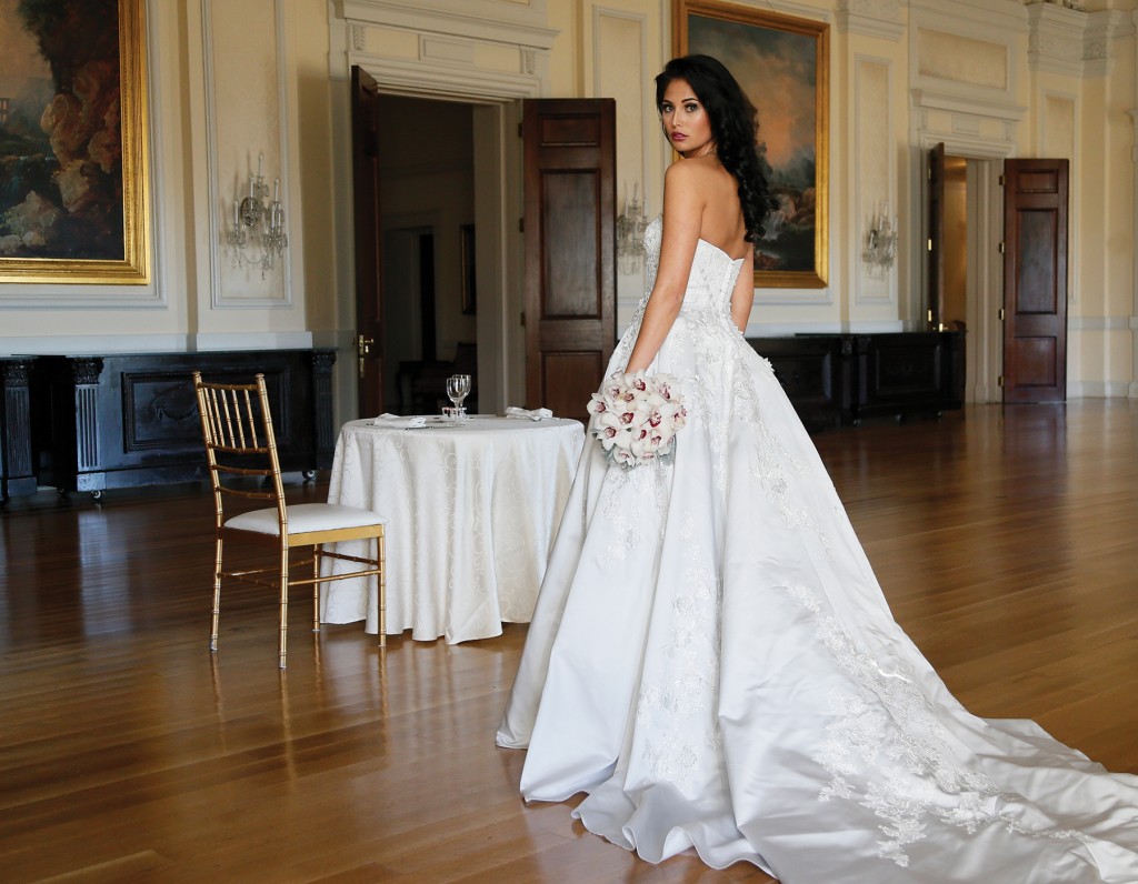 Gown: Oleg Cassini at David's Bridal (CWG797, $1,458), Ariston Flowers, Jewelry-KVO Collections