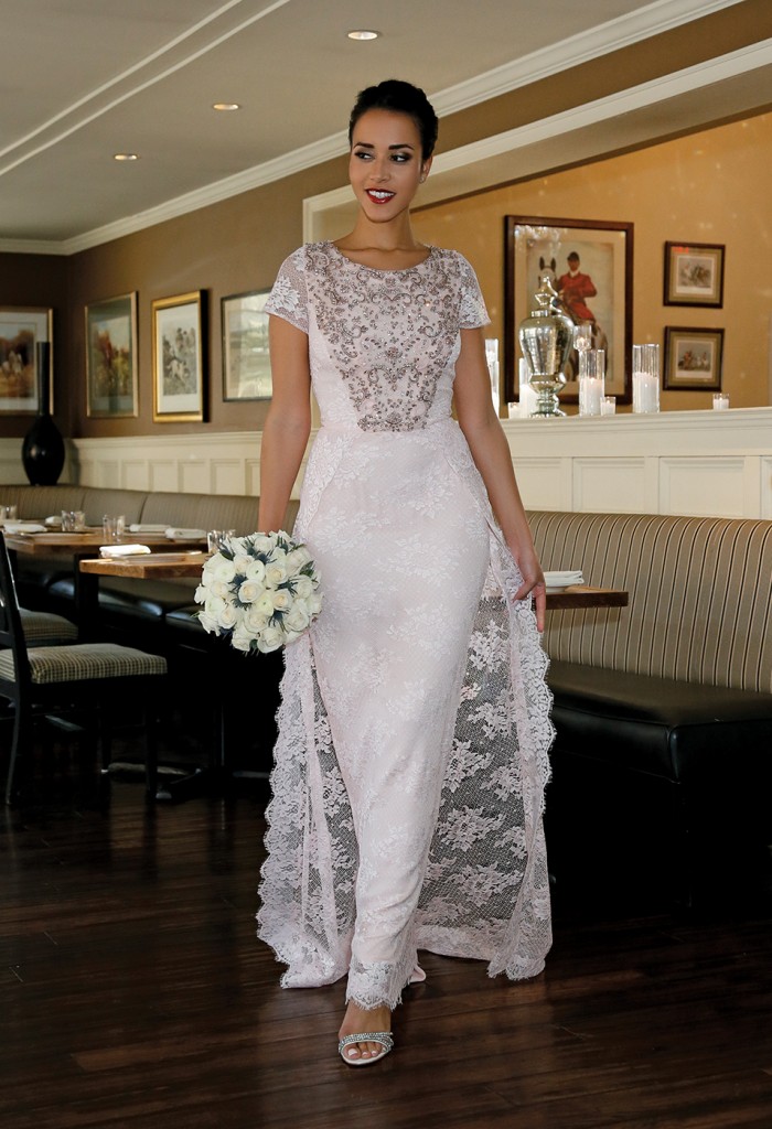 Gown: Lucia Rodriguez (Taly LE41, $4,800), Ariston Flowers, Earrings: KVO Collections