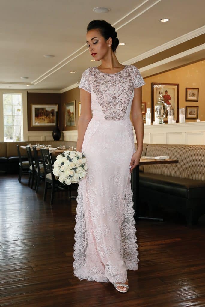 Gown: Lucia Rodriguez (Taly LE41, $4,800), Ariston Flowers, Earrings: KVO Collections