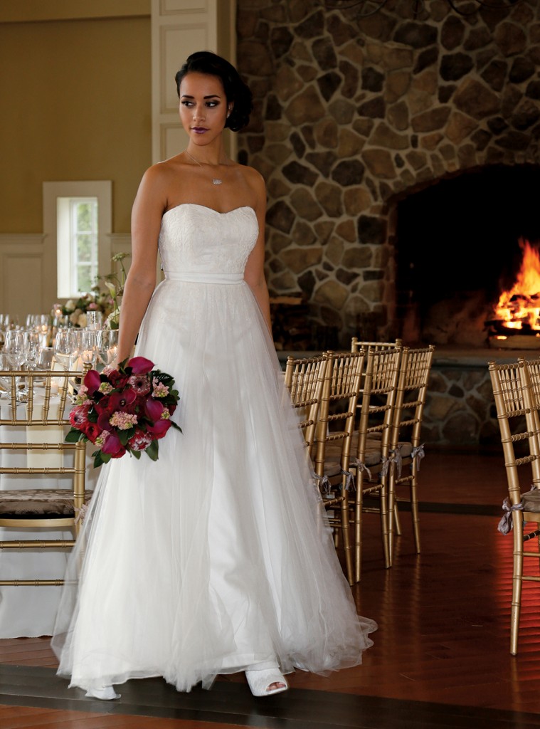 Gown: Antonio Gual at Tulle NY (Molly, $2,900), Ariston Flowers, Jewelry: KVO Collections