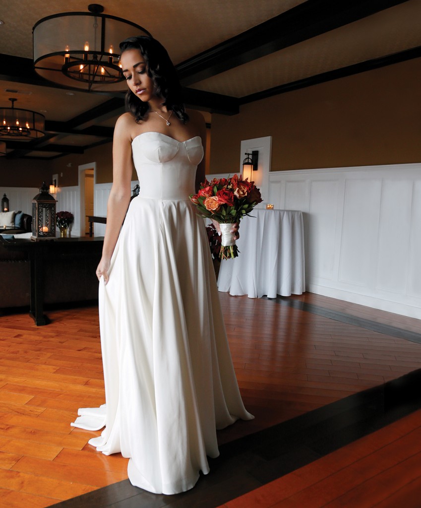 Gown: Antonio Gual at Tulle NY (Sal, $3,300), Bouquet: Mitch Kolby Events, Jewelry: David's Bridal