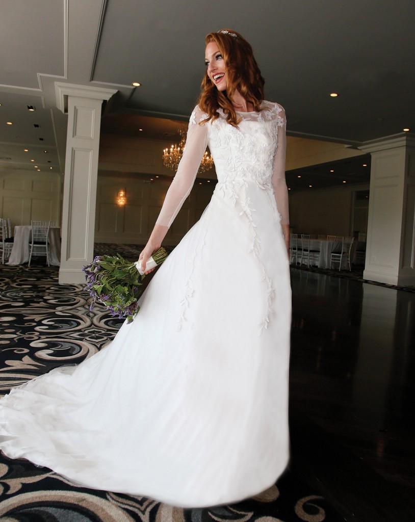 Gown-Lucia Rodriguez (Anny, $7,200), Bouquet-Mitch Kolby Events, Earrings-David's Bridal