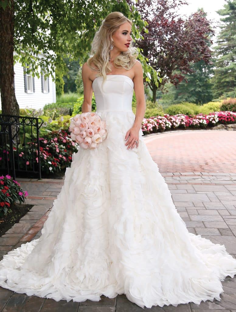 Gown-Oleg Cassini at David's Bridal (CWG805, $1,258), Ariston Flowers, Earrings-David's Bridal