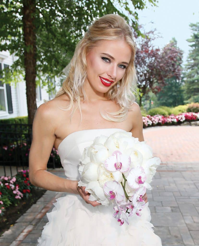 Gown-Oleg Cassini at David's Bridal (CWG805, $1,258), Ariston Flowers, Earrings-David's Bridal