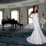 Gown: Bossina Couture (BC621, $1800). Bouquet: Douglas Koch Designs Ltd.