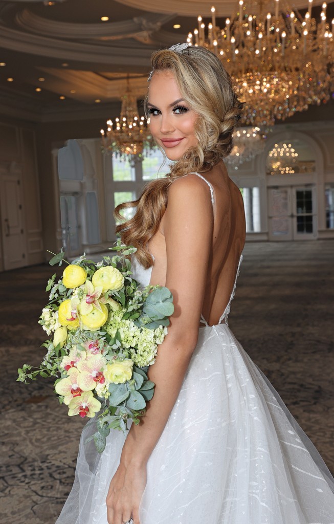 Gown: Dovita Bridal at Bossina Couture. Bouquet: Bespoke Floral.