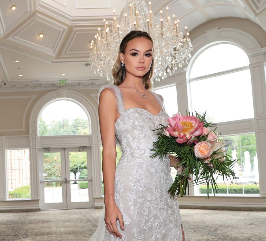 Gown: Galina Signature (LSSWG881) at David's Bridal. Bouquet: Bespoke Floral.
