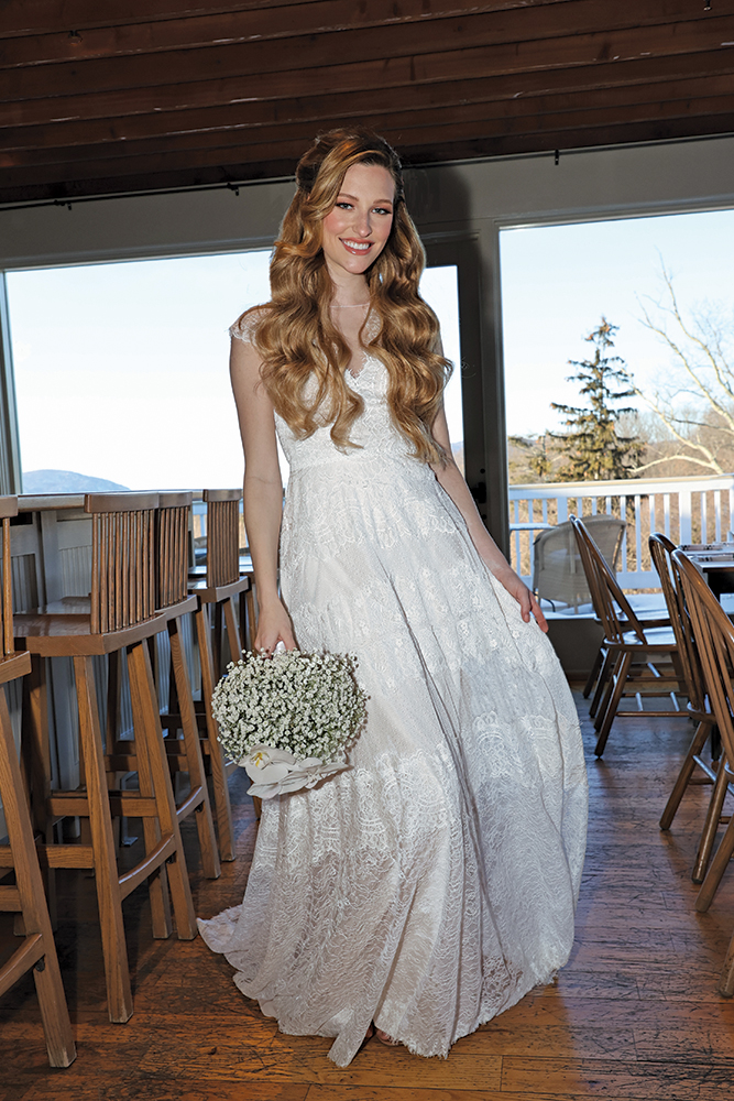 Gown: Melissa Sweet (MS251253) at David's Bridal. Bouquet: Ariston Flowers
